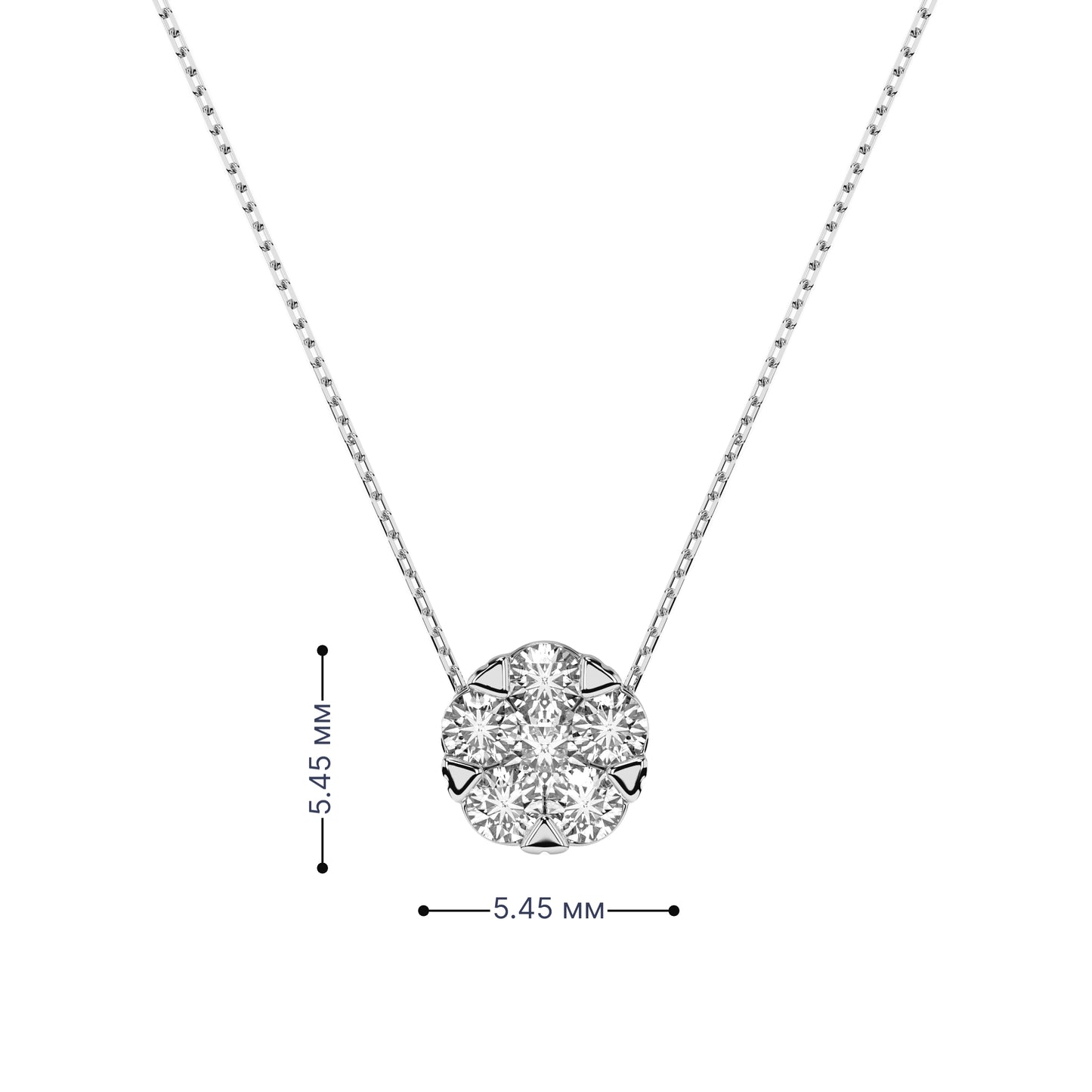 Диамантено колие Цвете от бяло злато 14K с 0.21ct естествени диаманти | Модел 10410033-25