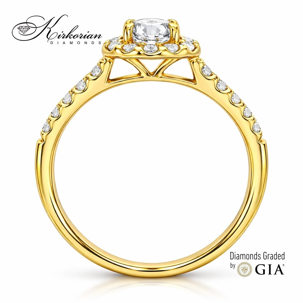 профил годежен пръстен жълто злато 18K диаманти