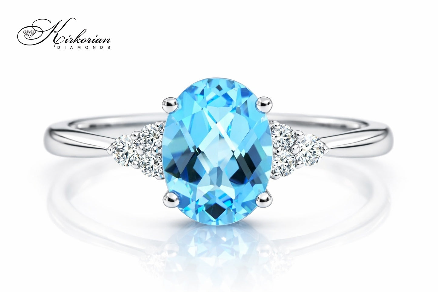 Годежен пръстен от бяло злато 14К с топаз 1.26 ct и диаманти 0.08 ct | Код: RN150