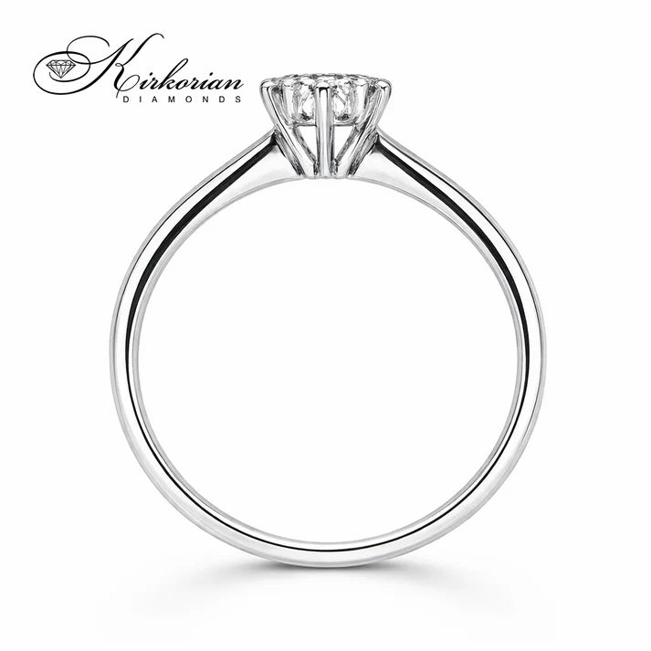Годежен пръстен с диаманти 0.14 ct от бяло злато 14К – фин диамантен пръстен с брилянтна шлифовка | модел RN58