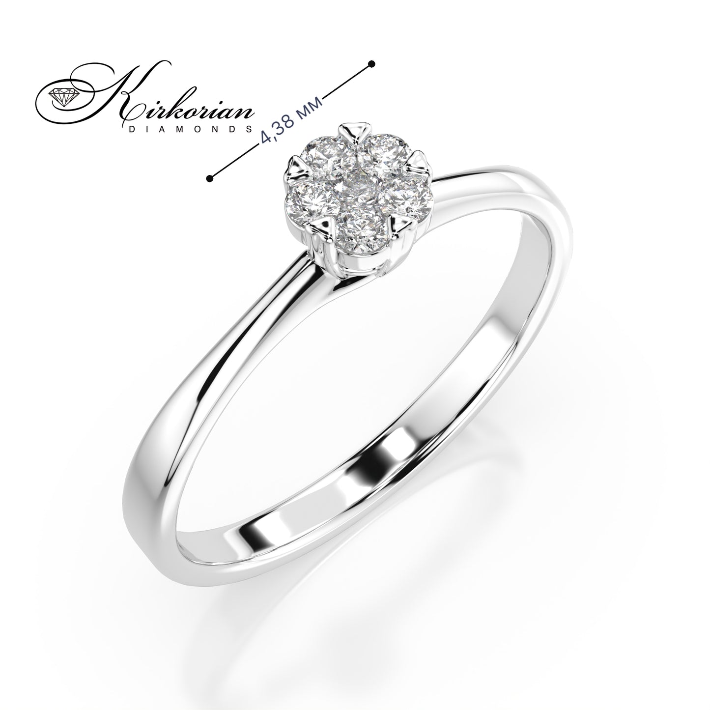 Годежен пръстен от бяло злато 14К с диаманти 0.12 ct – елегантен дизайн, код 10110015B1