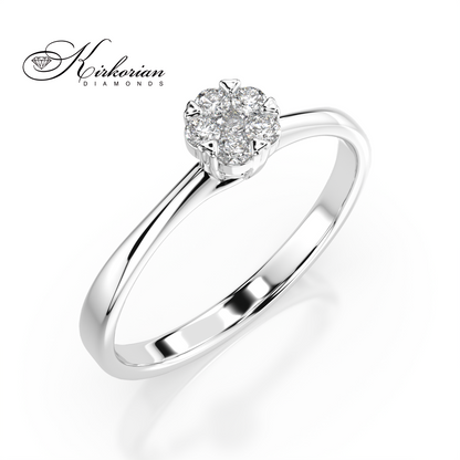 Годежен пръстен от бяло злато 14К с диаманти 0.12 ct – елегантен дизайн, код 10110015B1