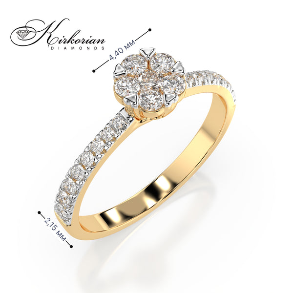 Годежен пръстен от жълто злато 14К с диаманти 0.34 ct – Код 10110015G3