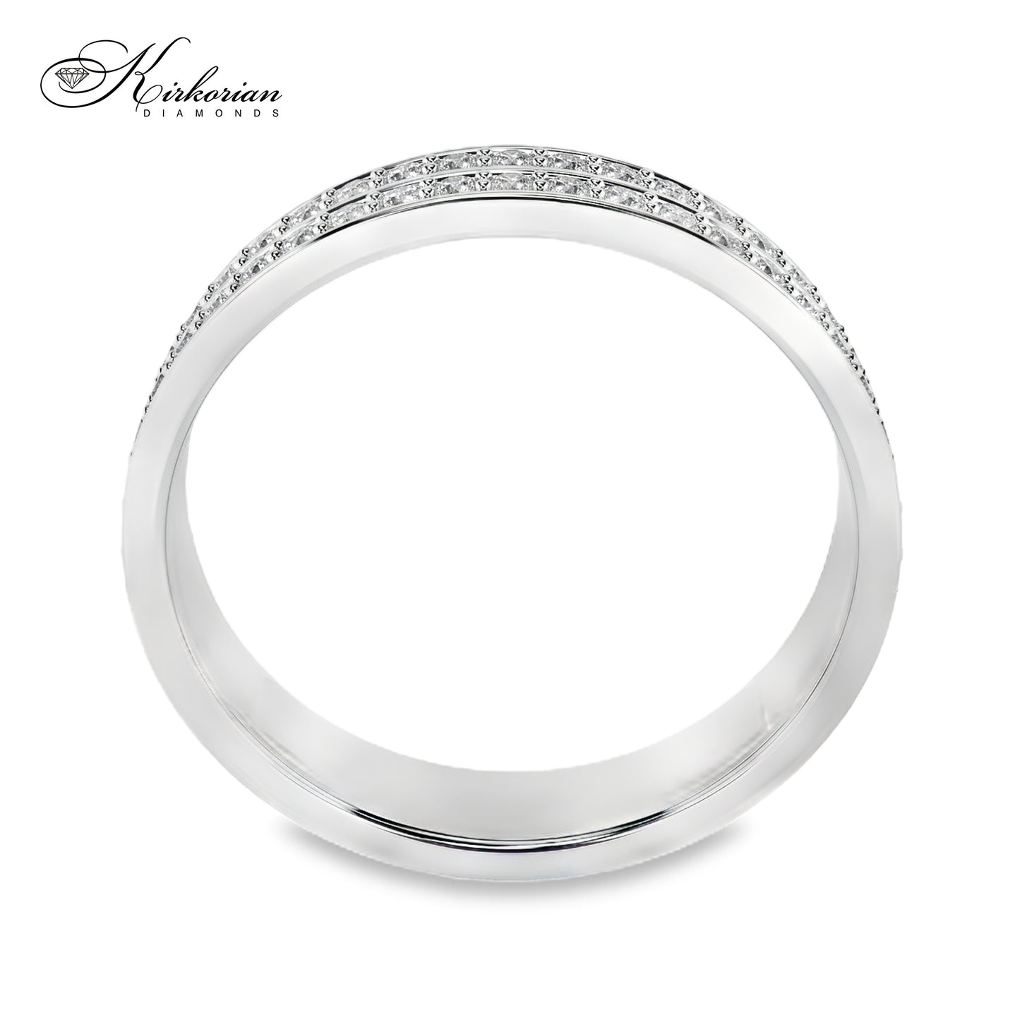 Брачна халка от бяло злато 14K с два реда диаманти 0.37ct и KD сертификат – модел 10110045