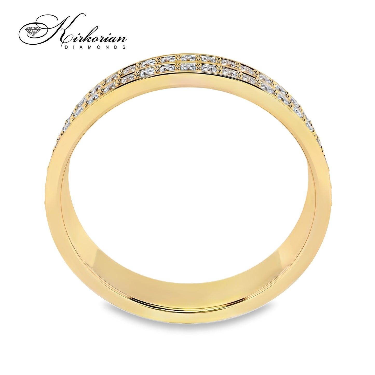 Брачна халка от жълто злато 14K с два реда диаманти 0.37ct и KD сертификат – модел 10110045G