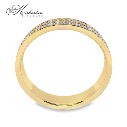 Брачна халка от жълто злато 14K с два реда диаманти 0.37ct и KD сертификат – модел 10110045G