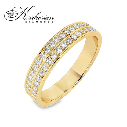 Брачна халка от жълто злато 14K с два реда диаманти 0.37ct и KD сертификат – модел 10110045G