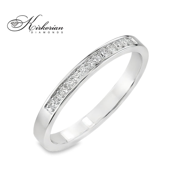 Брачна халка от бяло злато 14K с диаманти 0.11ct и KD сертификат – модел 10110065