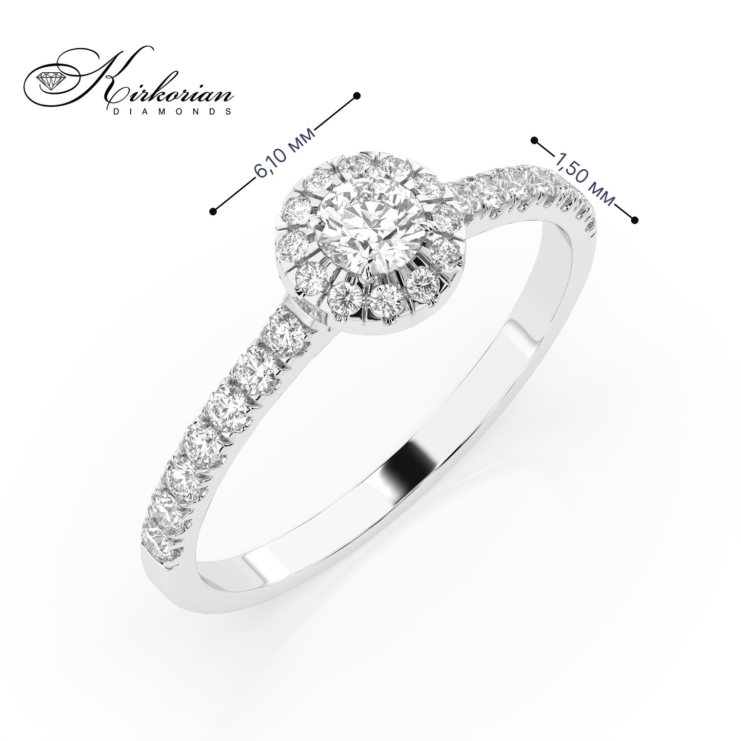 Годежен пръстен от бяло злато 14К с диамант 0.48 ct KD, код: 10110095B