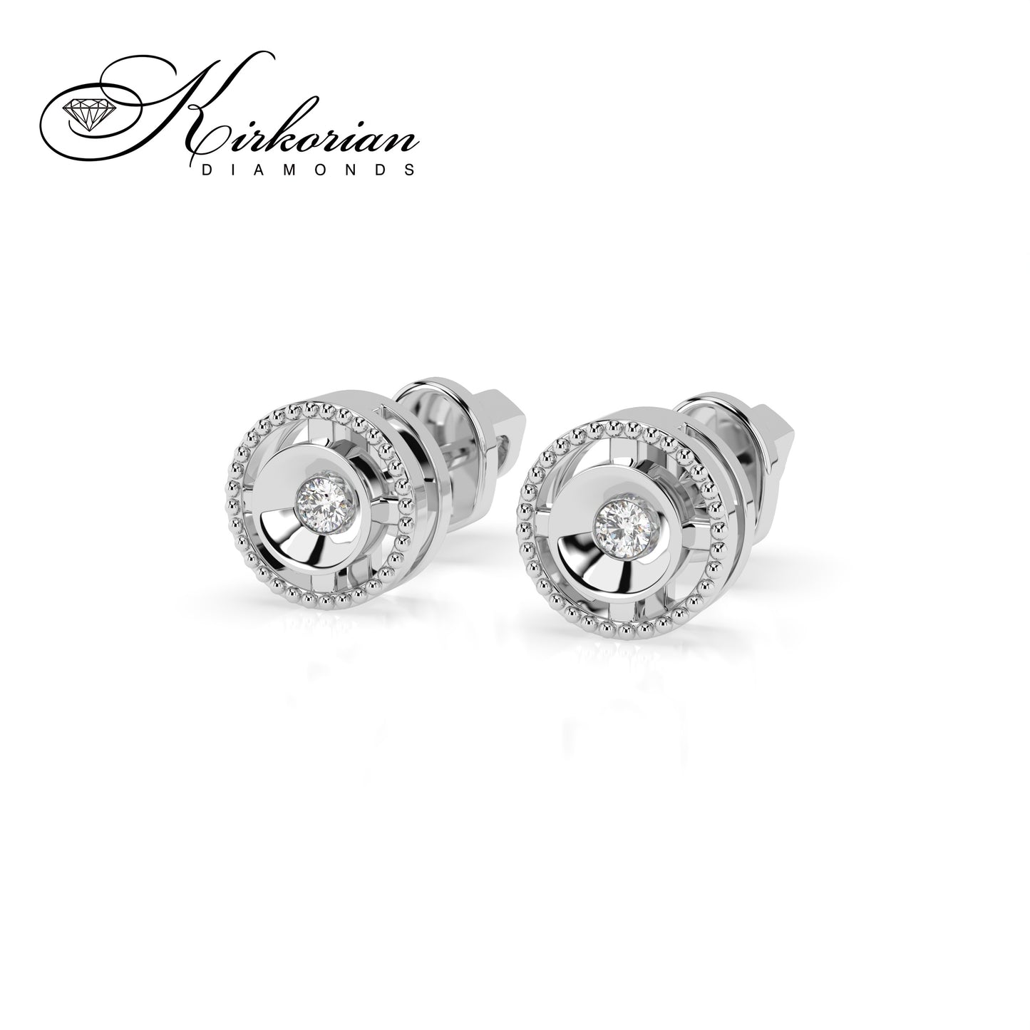 Обеци от бяло злато 14К с естествени диаманти 0.04 ct – модел 10210052