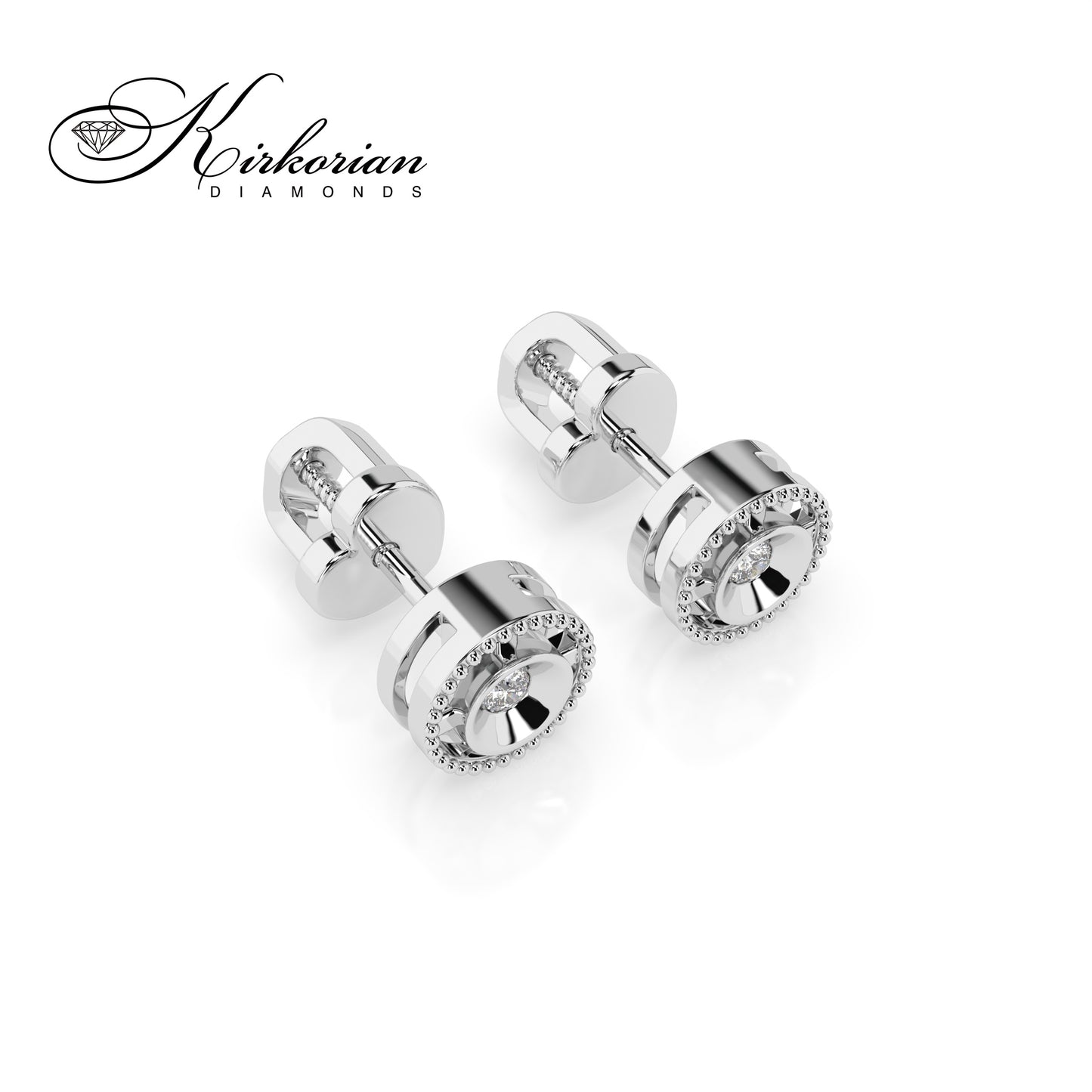 Обеци от бяло злато 14К с естествени диаманти 0.04 ct – модел 10210052