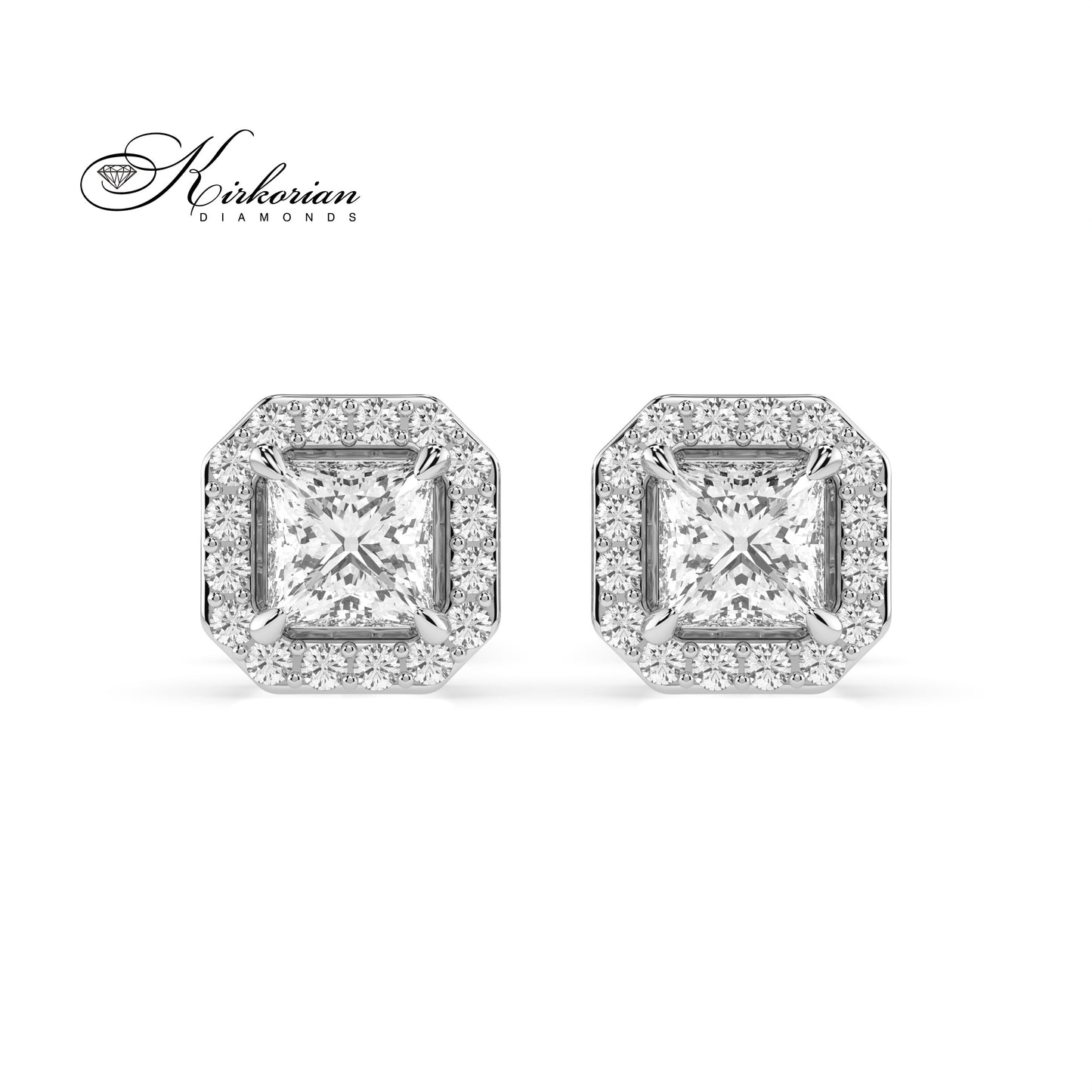 Обеци от бяло злато 14К с диаманти 0.50 ct – винт закопчаване, цени от производител