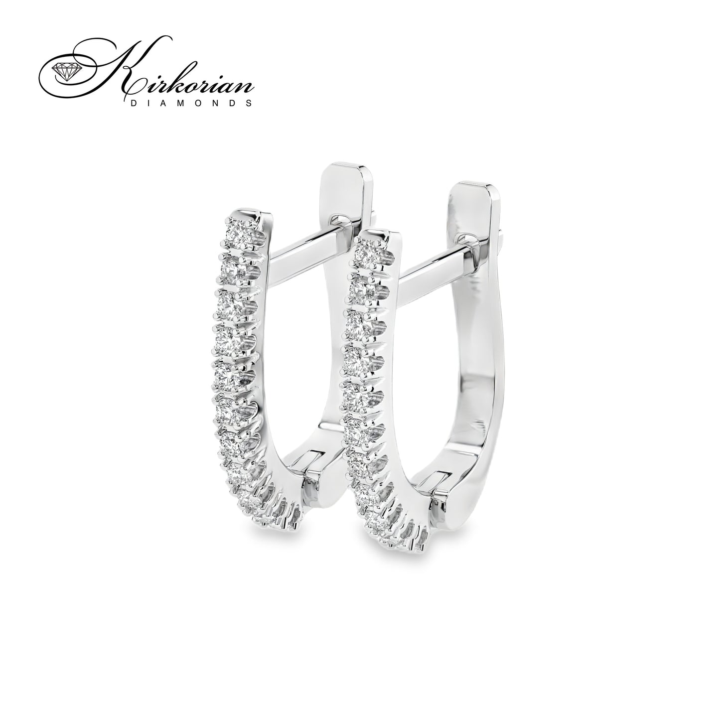 Обеци 10210076 от бяло злато с диаманти 0.18ct и английско закопчаване – елегантна изтънченост