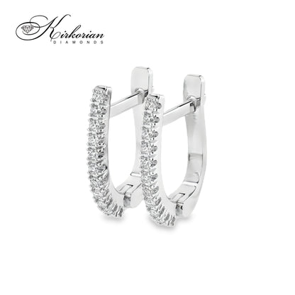 Обеци 10210076 от бяло злато с диаманти 0.18ct и английско закопчаване – елегантна изтънченост