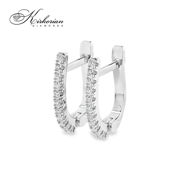 Обеци 10210076 от бяло злато с диаманти 0.18ct и английско закопчаване – елегантна изтънченост