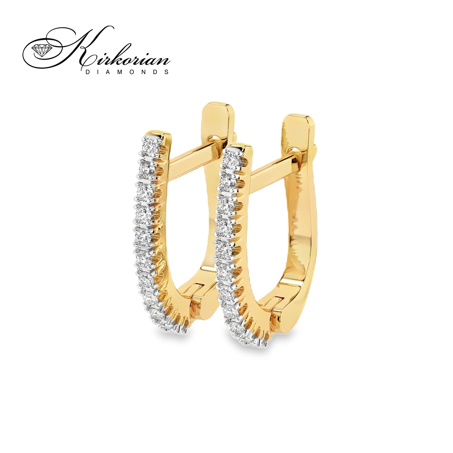 Елегантни обеци 10210076G от жълто злато с диаманти 0.18ct – стил и класа всеки ден