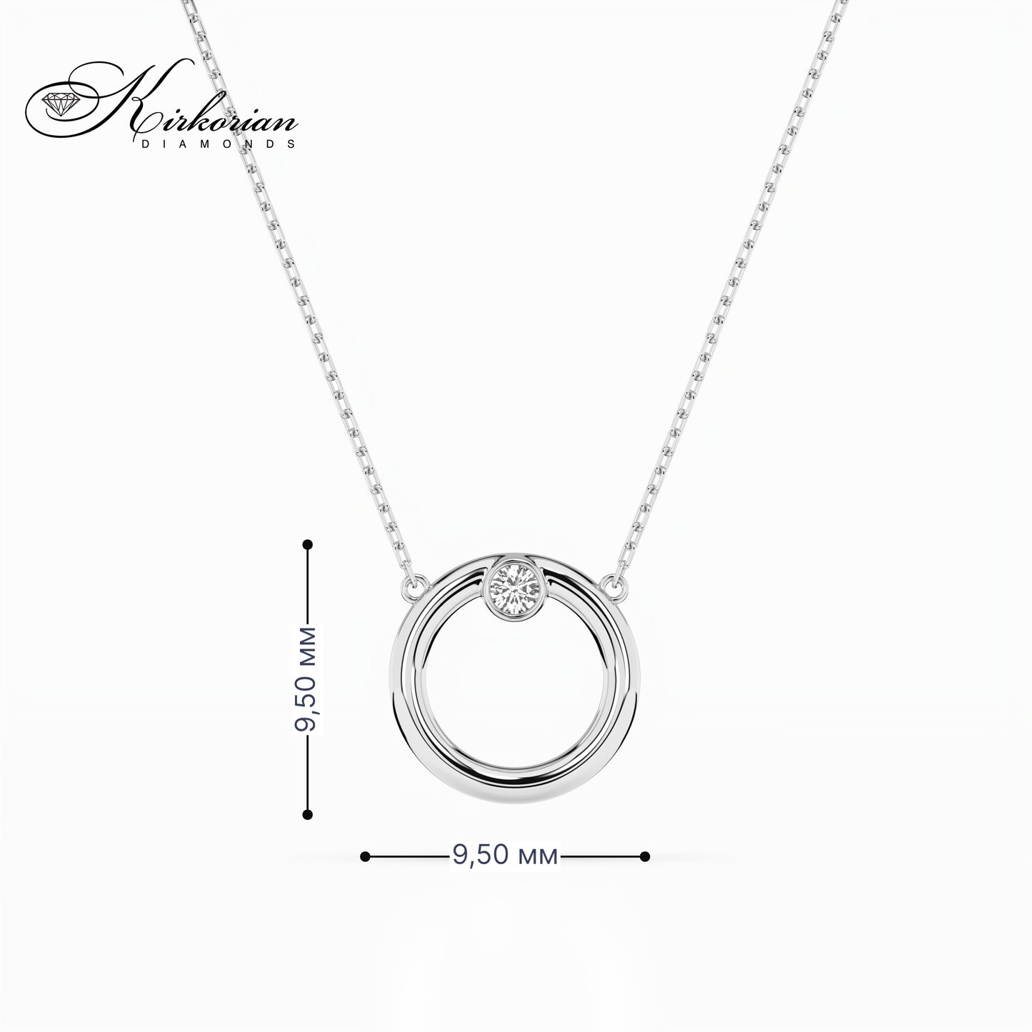 Колие от бяло злато 14К с естествен диамант 0.03 ct – код 10410056B | Луксозна опаковка и сертификат KD
