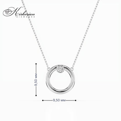 Колие от бяло злато 14К с естествен диамант 0.03 ct – код 10410056B | Луксозна опаковка и сертификат KD