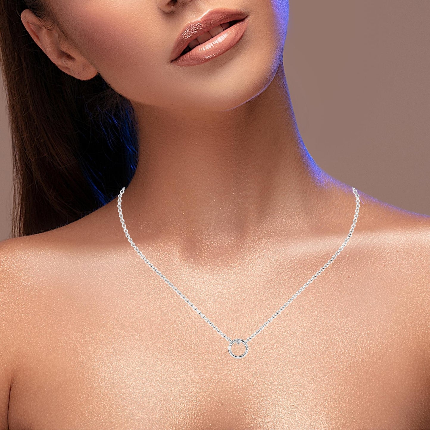 Колие от бяло злато 14К с естествен диамант 0.03 ct – код 10410056B | Луксозна опаковка и сертификат KD