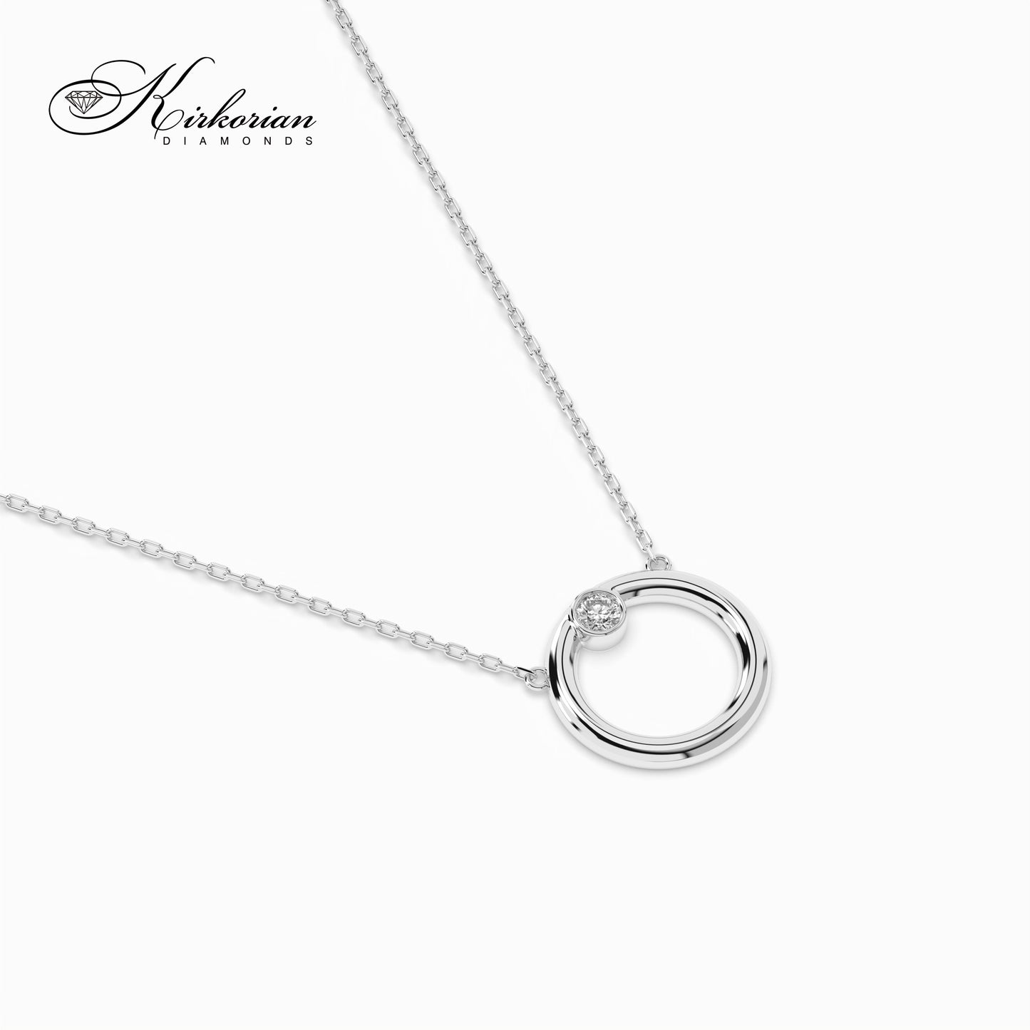 Колие от бяло злато 14К с естествен диамант 0.03 ct – код 10410056B | Луксозна опаковка и сертификат KD