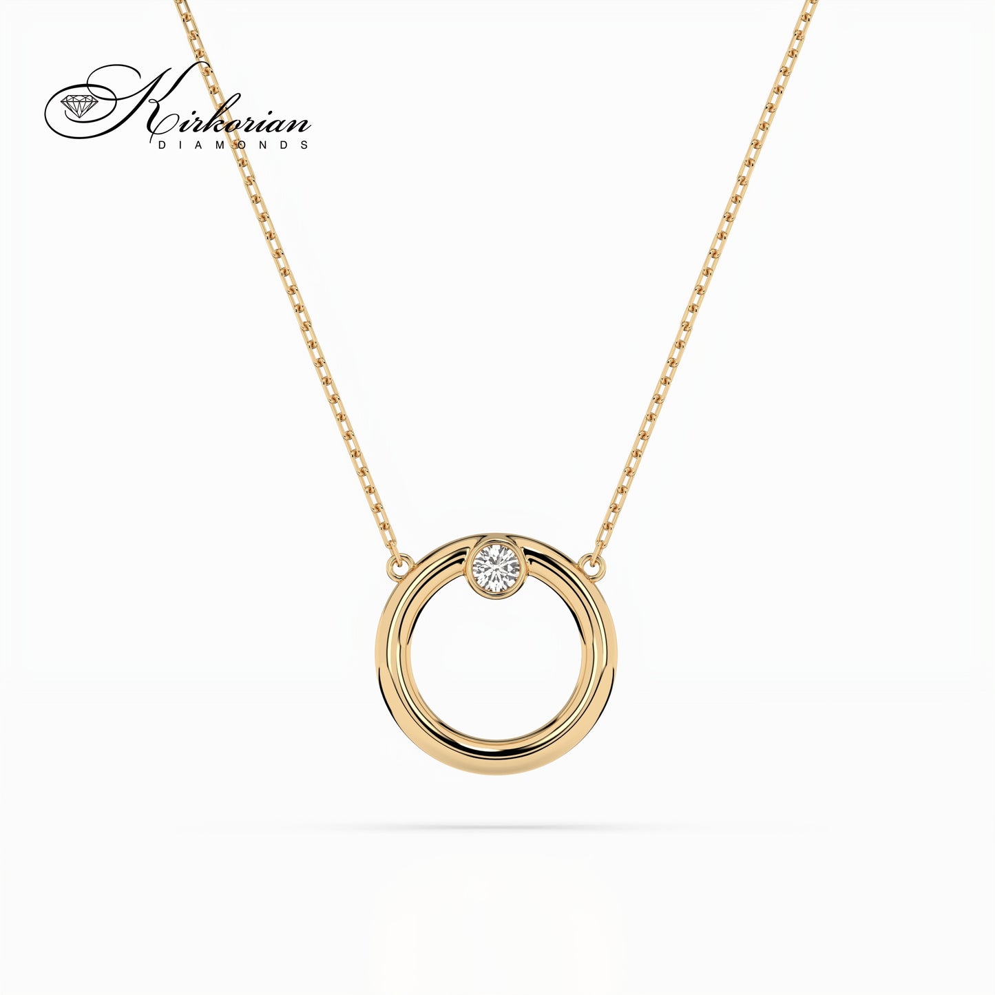 Изискано колие от жълто злато 14К с диамант 0.03 ct – лукс на достъпна цена, готово за подарък