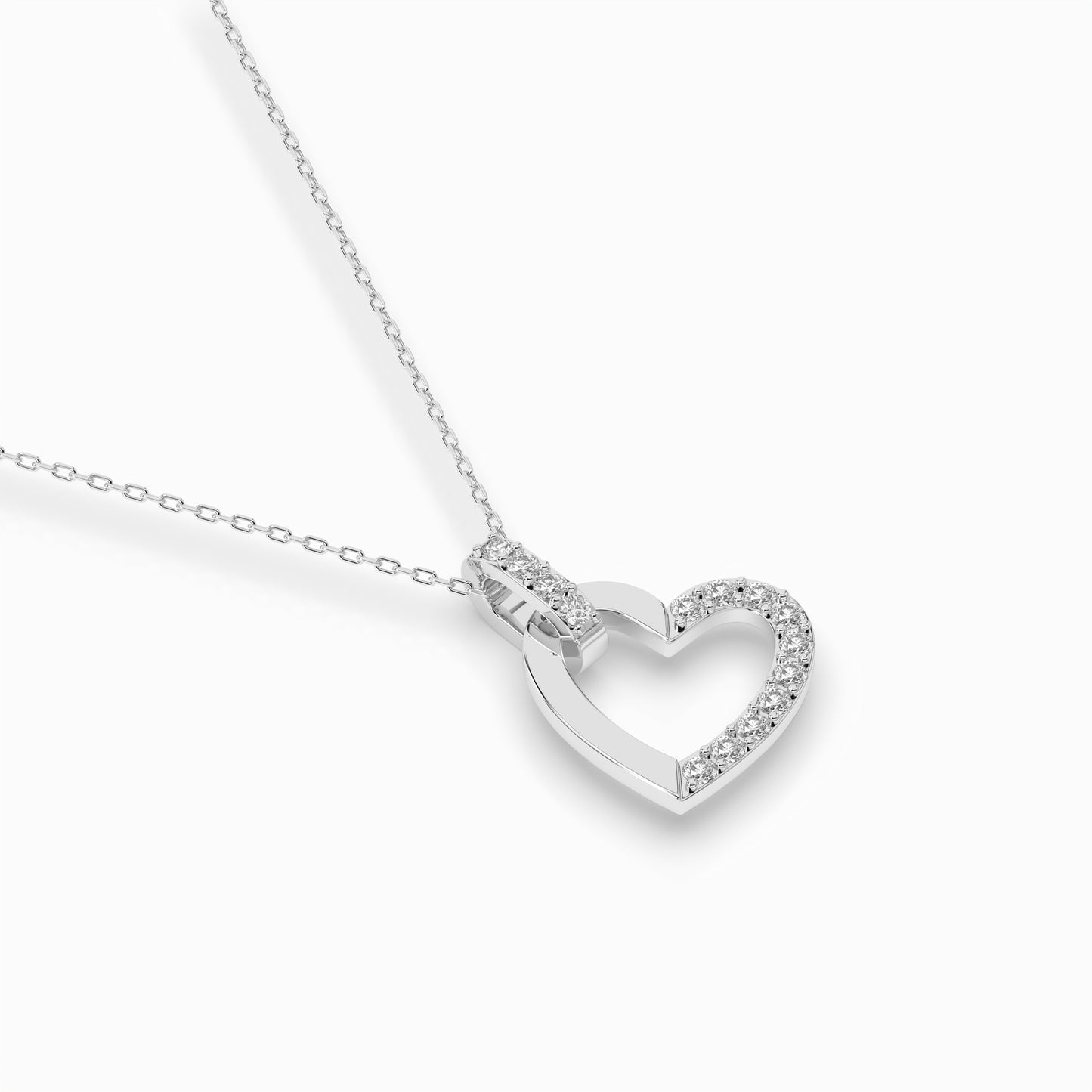 Колие сърце от бяло злато 14К с диаманти 0.18ct | Код: 104-10058