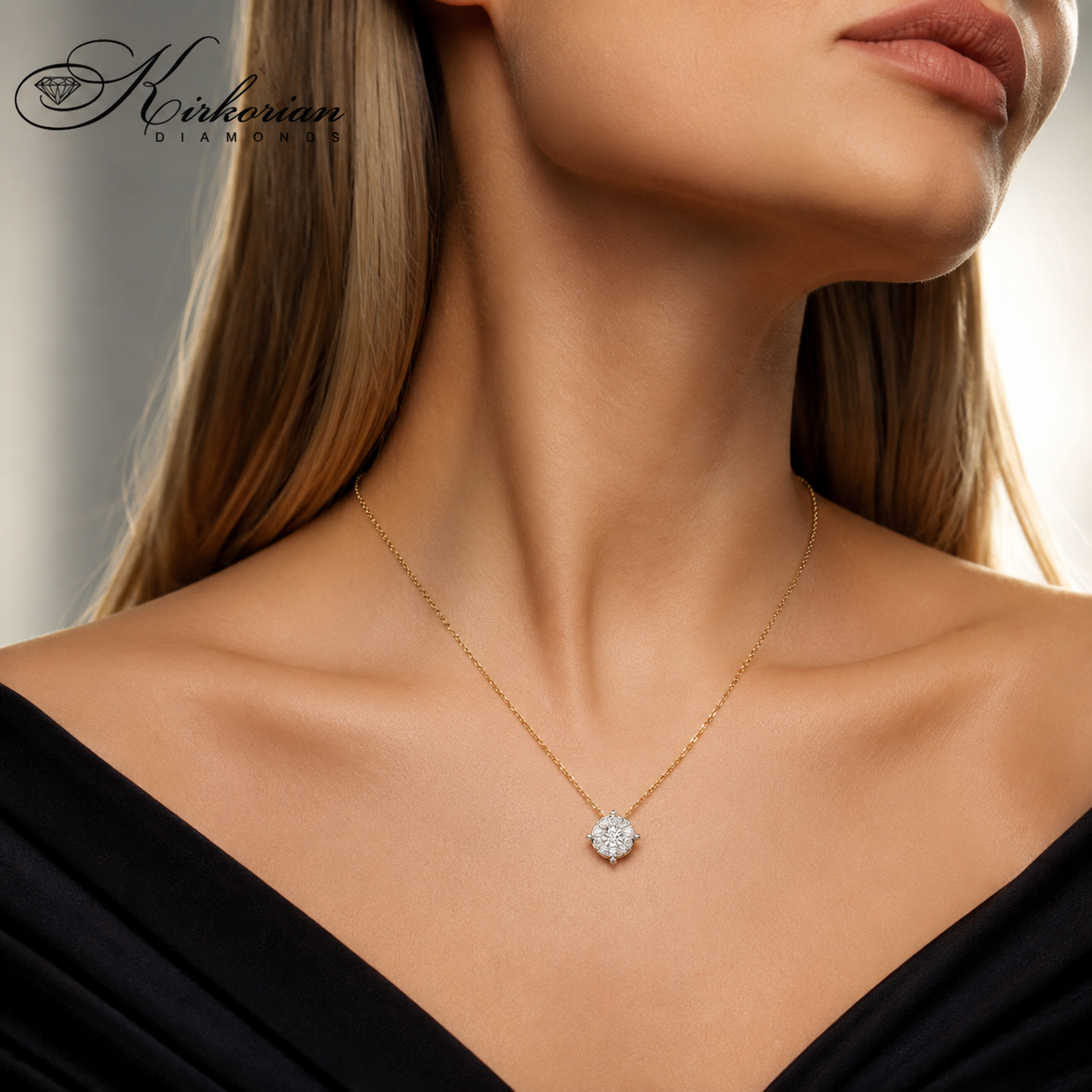 Колие с диаманти 0.18 ct от жълто злато 14К 10410001G