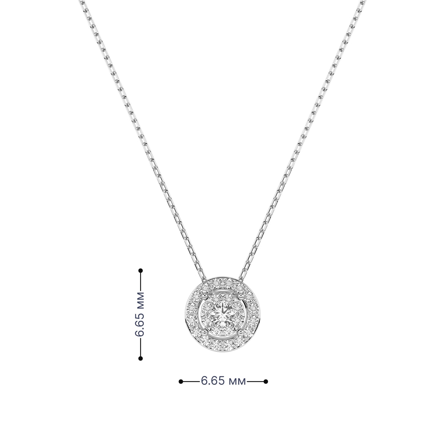 Луксозно колие от бяло злато 14K с диаманти 0.14ct – Елегантен кръгъл дизайн | Kirkorian Diamonds