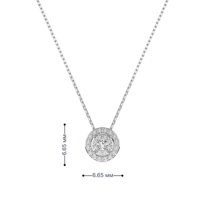 Луксозно колие от бяло злато 14K с диаманти 0.14ct – Елегантен кръгъл дизайн | Kirkorian Diamonds