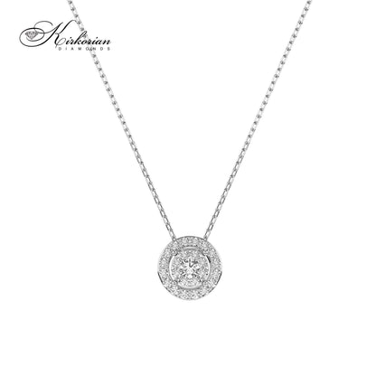 Луксозно колие от бяло злато 14K с диаманти 0.14ct – Елегантен кръгъл дизайн | Kirkorian Diamonds