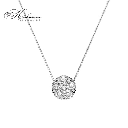 Диамантено колие Цвете от бяло злато 14K с 0.21ct естествени диаманти | Модел 10410033-25