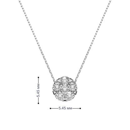 Диамантено колие Цвете от бяло злато 14K с 0.21ct естествени диаманти | Модел 10410033-25