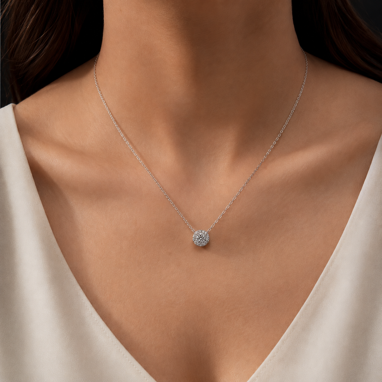 Колие с естествени диаманти 0.20 ct от бяло злато 14К – модел 10410044