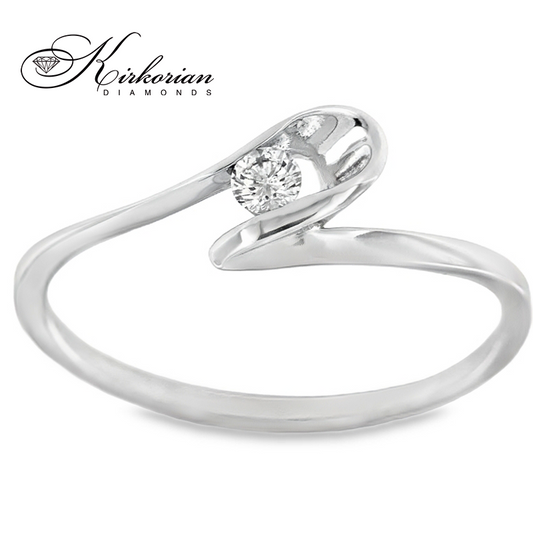 Годежен пръстен от бяло злато 14К с диамант 0.10 ct – код K115