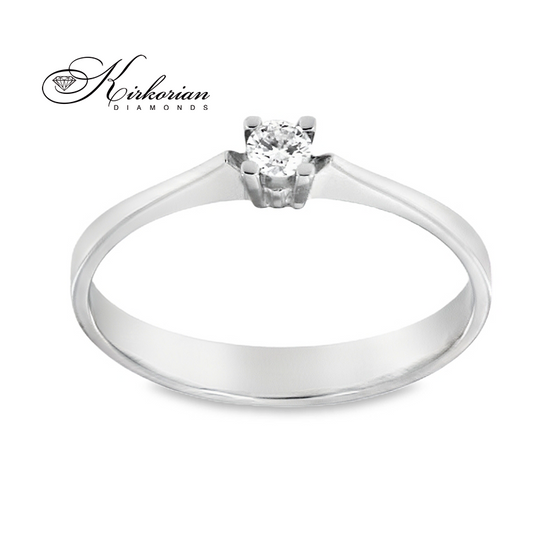Годежен пръстен от бяло злато 14К с диамант 0.10 ct – код K117
