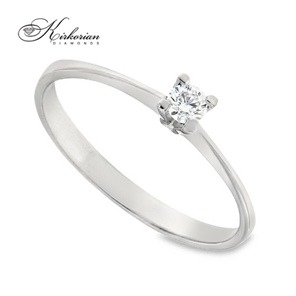 Класически годежен пръстен от бяло или жълто злато 14К с диамант 0.10 ct – код K119