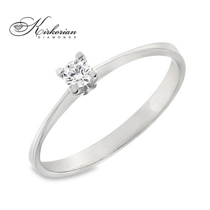 Класически годежен пръстен от бяло или жълто злато 14К с диамант 0.10 ct – код K119