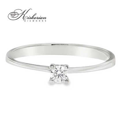 Класически годежен пръстен от бяло или жълто злато 14К с диамант 0.10 ct – код K119