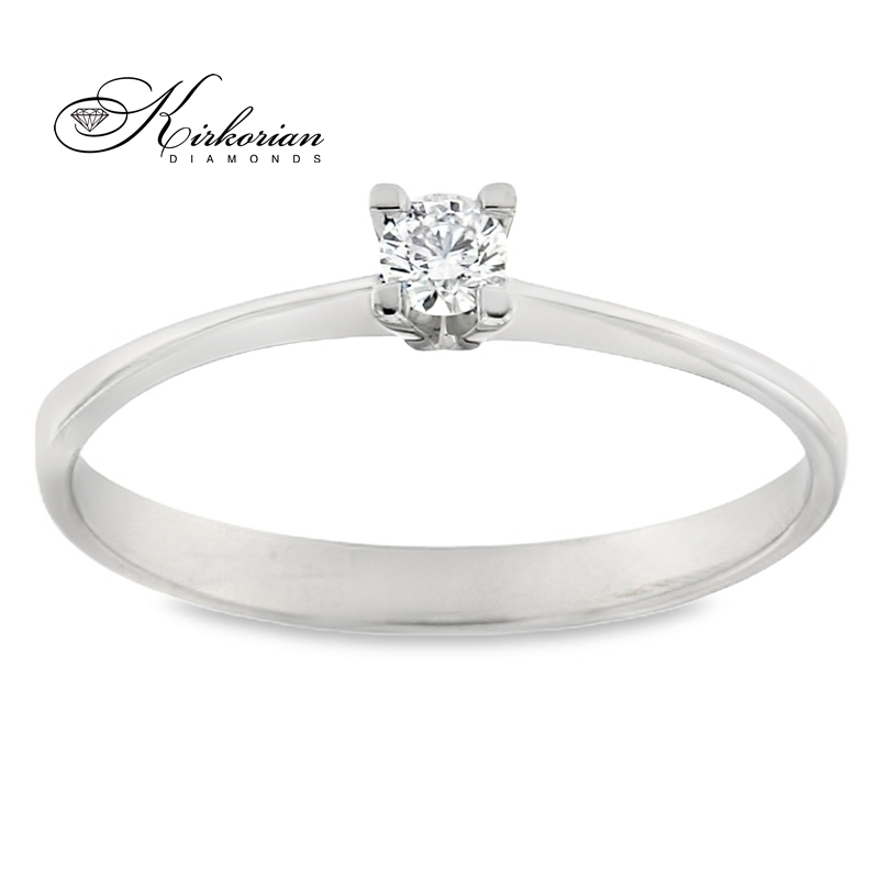 Класически годежен пръстен от бяло или жълто злато 14К с диамант 0.10 ct – код K119