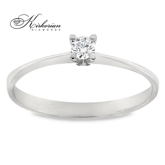 Класически годежен пръстен от бяло или жълто злато 14К с диамант 0.10 ct – код K119