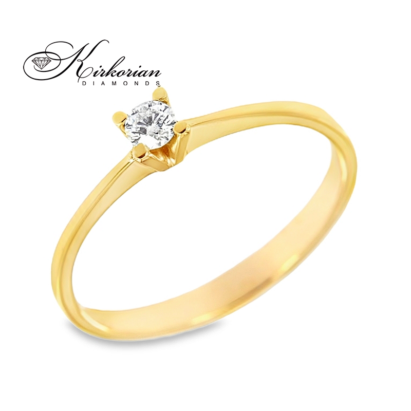 Класически годежен пръстен от бяло или жълто злато 14К с диамант 0.10 ct – код K119