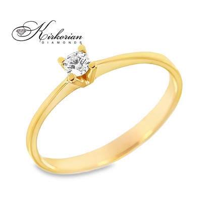 Класически годежен пръстен от бяло или жълто злато 14К с диамант 0.10 ct – код K119