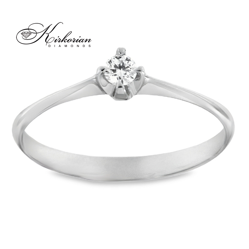 Годежен пръстен от бяло злато 14К с диамант 0.09 ct – код K120