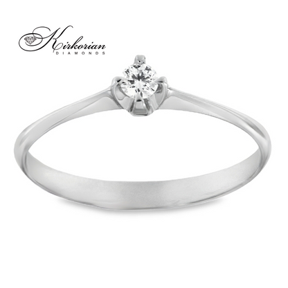 Годежен пръстен от бяло злато 14К с диамант 0.09 ct – код K120