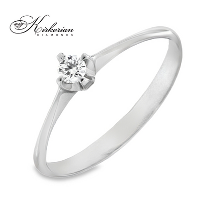 Годежен пръстен от бяло злато 14К с диамант 0.09 ct – код K120