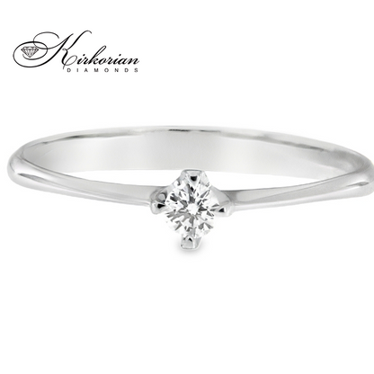 Годежен пръстен от бяло злато 14К с диамант 0.09 ct – код K120