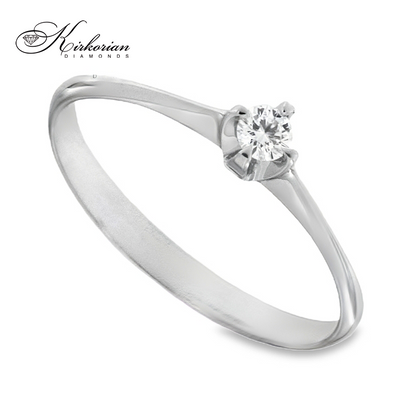Годежен пръстен от бяло злато 14К с диамант 0.09 ct – код K120