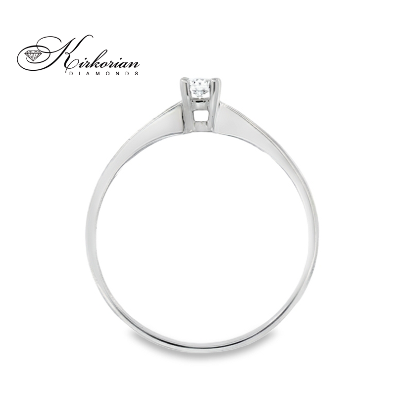 Годежен пръстен от бяло злато 14К с диамант 0.10 ct – код K121