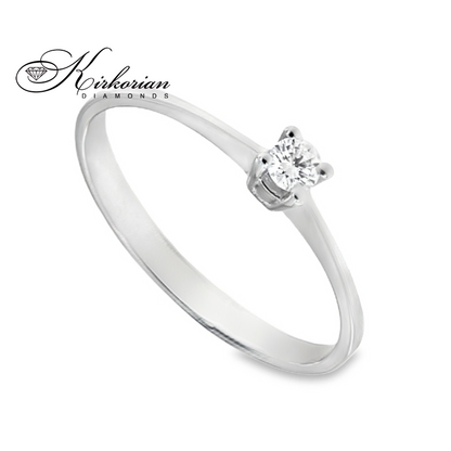 Годежен пръстен от бяло злато 14К с диамант 0.10 ct – код K121