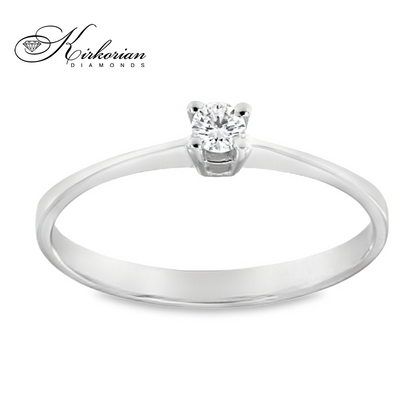 Годежен пръстен от бяло злато 14К с диамант 0.10 ct – код K121